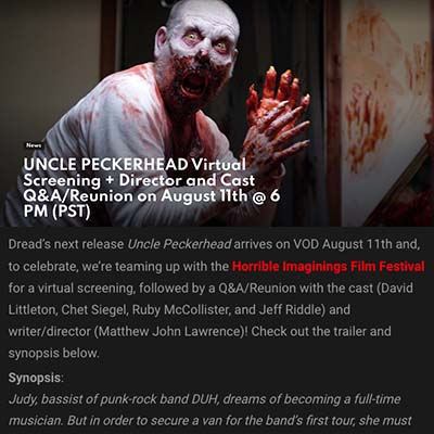 UNCLE PECKERHEAD Virtual Screening + Director and Cast Q&A/Reunion on August 11th @ 6 PM (PST)